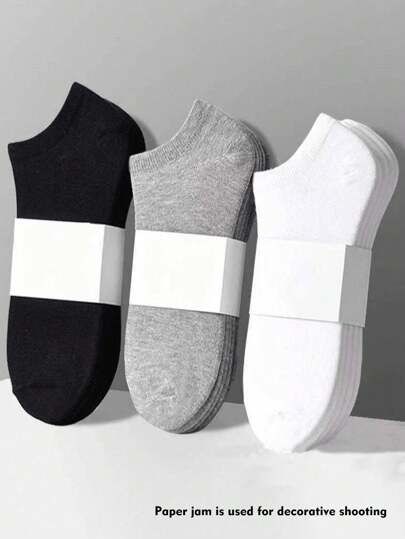 3pcs Black, White & Gray Neutral Breathable Moisture-Wicking Casual Boat Socks, Comfortable For Daily Wear, Available In 2/20/40/60/90pcs