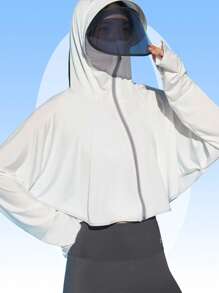 1 Stück Sonnencreme Kapuzen Ant-UV Mantel mit abnehmbarer Gesichtsschutzschild zum Radfahren Outdoor im Sommer