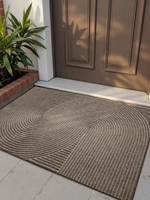 1PC-Khaki Striped Geometric Vintage Door Mat,Modern Style All-Season Entrance Mat Of Polyester,Fade-Resistant,Low Profile, Non-Slip, Easy To Clean, Suitable For Patio, Indoor, Outdoor, Garden, Corridor Home Decor - Khaki - View 4