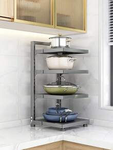 Organizador De Ollas Y Sartenes 4 Niveles Ajustables Cocina Color Negro - Negro - Ver 1