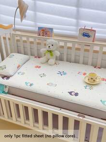1pc Cartoon Animal Pattern Cooling Beaded Fitted Sheet, 360 Degree Full Coverage Mattress Protector, Suitable For Nursery, Kids Room, Baby Crib, Multiple Sizes And Patterns Available, Suitable For Spring/Summer (No Pillowcase Included) - Multicolor - View 2