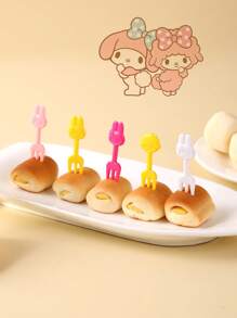 Sanrio 10pcs/30PCS/50pcs Cartoon Melody Rabbit Fruit Fork Set, Cute Animal Creative Fruit Signature Bento Fruit Fork, Dessert Fork, Party, Birthday, Holiday Gift, Perfect Gift For Friends, Colleagues, And Family
