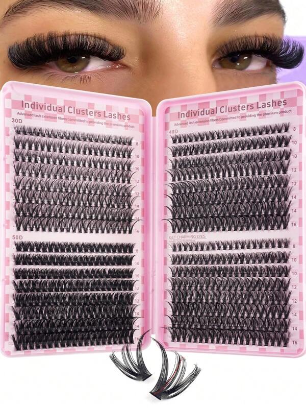 640pcs Curl D Lashes Cartoon Eyelash Extension Kit, Including 30D 40D 50D 8-16mm DIY Personalized False Eyelashes, 3D False Lashes Russian Curly Eyelashes Drama Messy Mink Lashes, For Drama, Daily Makeup, Cosplay, Full Face And Everyday Wear, Portable For Daily Use Or Outings