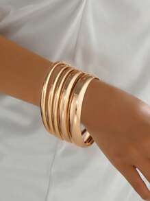 4pcs Thin Metallic Glossy Bangle Bracelets, Suitable For Holiday Parties, Dance Parties And Dates, Elegant Gift For Girlfriend