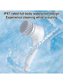 Gift For Mom, Handheld Power Cleaning Brush, Labor-Saving And Convenient. Comes With Five Interchangeable Brush Heads For Scrubbing Walls, Floors, Tiles, Bathtubs, Kitchens And Bathrooms - White - View 3