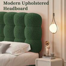 Upholstered Platform Bed Frame With Headboard, Boucle Upholstered Bed Frame With Strong Wooden Slats Support, Two Bed Forms Design, Bedroom Furniture, No Boxing Spring Needed, Easy Assembly - 綠色 - 查看 4