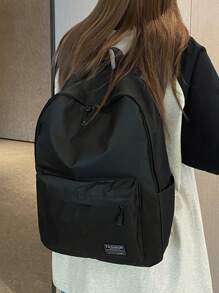 Simple And Lightweight Backpack With Large Capacity, Student Laptop Backpack, With Adjustable Shoulder Straps, Suitable For Students To Travel During The Semester, Suitable For Elementary School Students, Junior High School Students, High School Students, College Students, And Also An Ideal Choice For Shopping And Exquisite Gifts. - Black - View 4