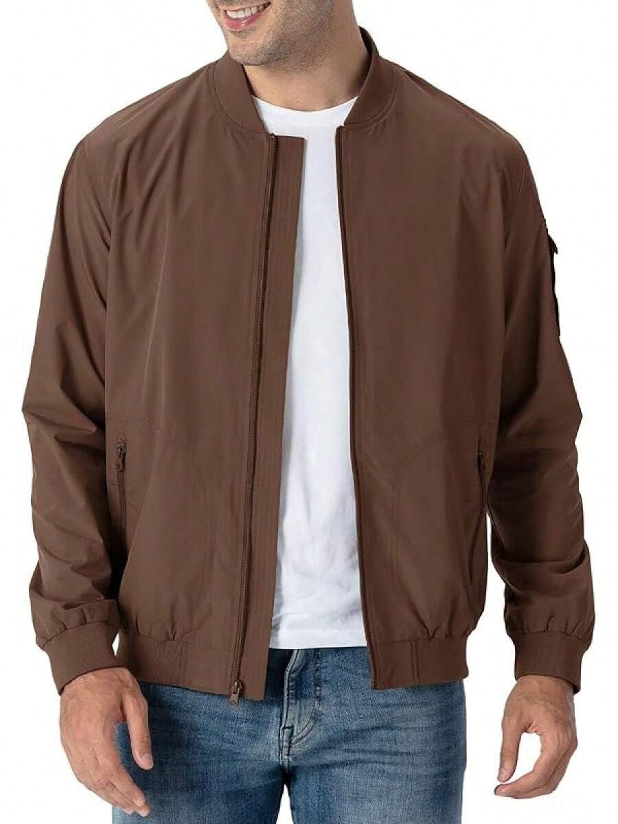 Rdruko - chamarra de bombardero ligera para hombre, estilo casual - Azul Marino - Ver 1