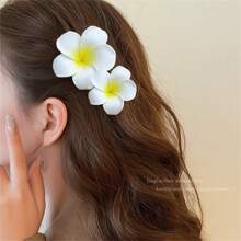 4 Stück Chrysanthemen Blumen Haarspangen Set für Frauen, dekorative Haarclips für Pony und Seitenhaar, Strand Fotoshooting Haaraccessoires
