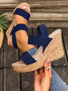 Damen Plateausandale mit Keilabsatz, dicke Sohle, im EU-Stil, Espadrilles Keilabsatz Sandale in Große Größen, wasserfeste Plateauschuhe mit modischen hohen Absätzen