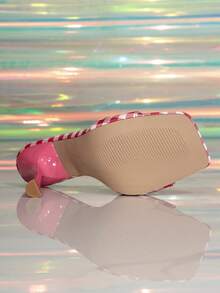 女士方头高跟穆勒凉鞋，纯色 - 紅色 - 查看 6