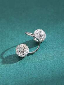 1 par de aretes de tuerca de doble cabeza con bola de cristal brillante, aretes con forma de S únicos, aptos para uso diario por mujeres (cantidad de cristal aleatoria)