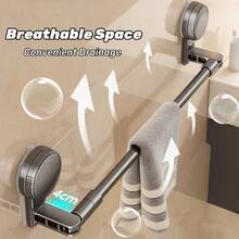 Suction Cup Towel Bar, Retractable Suction Cup Towel Bar,Rotating Corner Towel Rack Shoe Rack Hole-Freebathroom Storage Rack Luxury,Suitable For Bathroom And Kitchen - 黑色 - 查看 3
