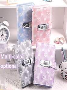 密码锁存钱罐，可爱心形图案，方便，适合女性，包含 50 页，可容纳超过 100 张支票、账单、照片、邮票和银行卡，方便存储和管理 - 灰色 - 查看 2