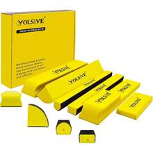 Rectangle Hand Sanding Block Set With 7 Pieces Hook And Loop Attachment Various Shapes For Auto Body And Paint Shop Sanding Or Polishing Yellow - Yellow7pcsSet-LongHook - View 1