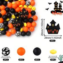 25/40/60PCS Halloween Series Silicone Bead Set - 3D Bat, Ghost, Witch Hat, House And Pumpkin Charms - Perfect For DIY Jewelry, Bracelets, Necklaces, Keychains And Party Favors, Halloween Decorations - Halloween Series - View 19