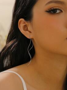 1 par de pendientes largos con flecos para mujer, accesorio versátil y minimalista de moda adecuado para el uso diario, eventos sociales y reuniones