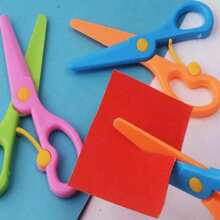 6pcs Kids Scissors, Craft Scissors For Beginners, Plastic Blade Student Art Scissors, Portable DIY Art Supplies, Random Color, Children Craft Scissors, Back To School Stationery