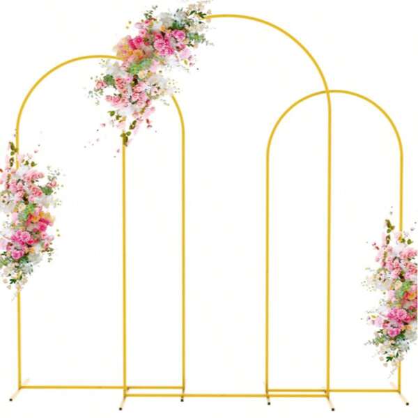 1 Stück goldener Hochzeitsbogen Ständer, Fotohintergrund, Gartentrellis geeignet für Hochzeit, Geburtstag, Feiertags-Veranstaltungsdekoration