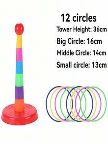 Kids Rainbow Ring Toss Game Set, Cute Stacking Rings For Indoor/Outdoor, Parent-Child Interaction, Early Education, Sports Exercise, Party, Back To School, Graduation, Suitable For Boys & Girls (Random Color) - Multicolor - View 10