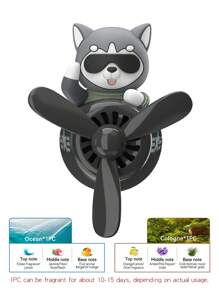 旋转汽车空气清新剂风力旋转螺旋桨酷炫趣味飞行员卡通熊狗哈士奇汽车空调出风口夹固体空气清新剂香薰扩散器飞机飞机装饰汽车仪表盘装饰风扇香薰吊坠风车出风口内饰配件男士装饰品香味清新气味 - 黑色 - 查看 15