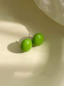 1pc Minimalist Resin Ball Shape Stud Earrings, Casual Versatile Everyday Wear - Earrings - View 16