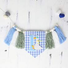 Goose 1st Birthday High Chair Banner, Goose 1st Birthday Crown, Silly Goose Decoration, Garden Party Photo Props, Goose Prince Blue Tassel Floral Wreath, Goose Smash Cake High Chair Wreath