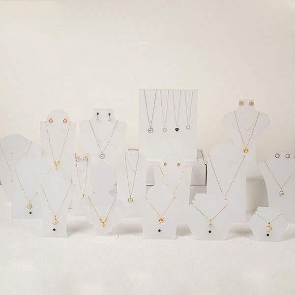 Soporte de exhibición de joyería en forma de calabaza de acrílico blanco, organizador de joyería de varios estilos para colocar sobre la mesa