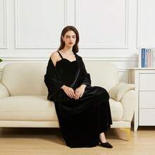 Women's Velvet Shawl And Wrap Wedding Bridal Bridesmaid Outwear Evening Party Prom Dress Accessories Scarf - 黑色 - 查看 5