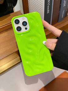 Y2K 美学风格创意 3D 封面波浪陨石纹理多巴胺彩色手机壳,皱纹纹理亮面绿色 TPU 防震手机软壳,兼容 16 Pro Max、15、13、 16、 14、 16 Plus - 綠色 - 查看 5