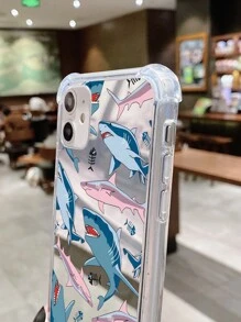 1 pieza Estuche de teléfono con espejo de acrílico con gráfico de tiburón de moda, compatible con iPhone 16/16Pro/16Plus/15/15ProMax/15Pro/11/12/13/14ProMax/12Mini/13Mini/11Pro/11ProMax/12Pro/12ProMax/13Pro/13ProMax/14Pro/14ProMax, suave y creativo