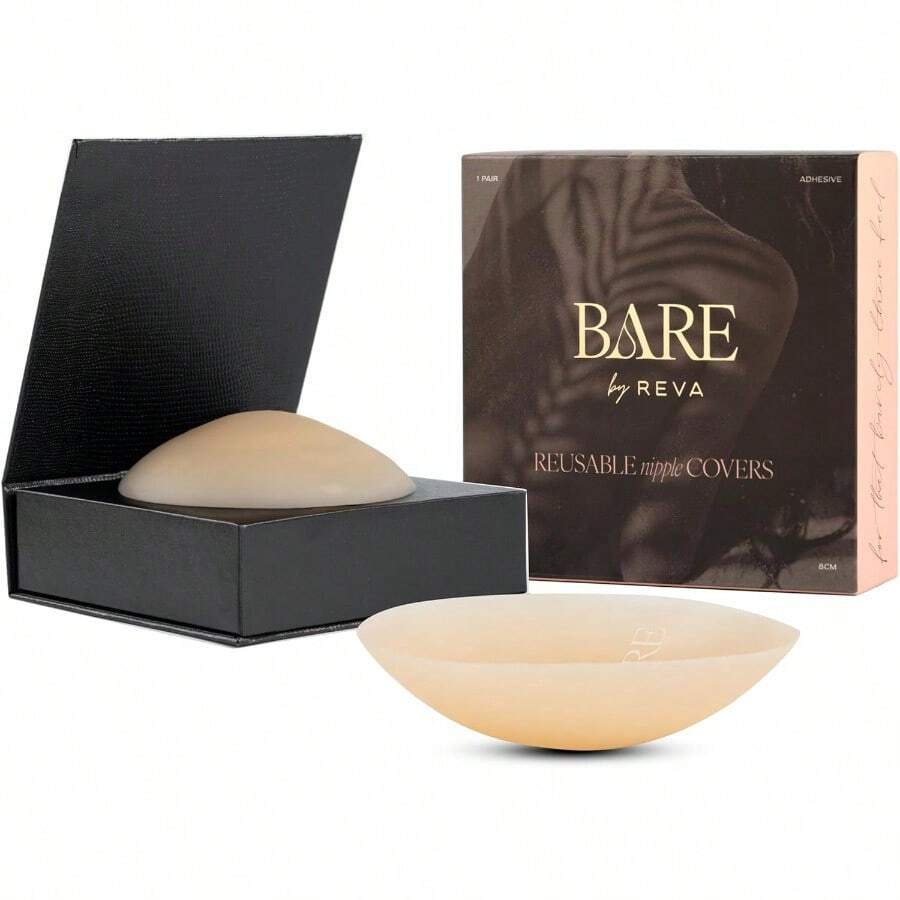 Premium Nipple Covers Adhesive Silicone Nipple Pasties With Travel Box Soft Matte Reusable Sticky Pasties - 奶油 - 查看 1