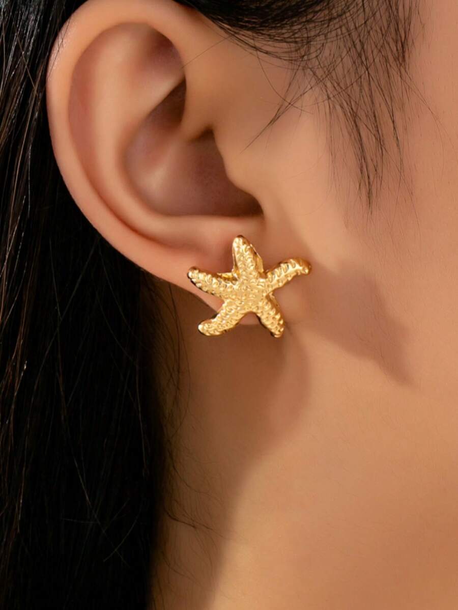 2pcs Starfish Earrings, Fashionable Versatile Delicate Accessories