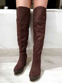 Women Knee-High Boots - Café - View 5