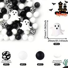25/40/60PCS Halloween Series Silicone Bead Set - 3D Bat, Ghost, Witch Hat, House And Pumpkin Charms - Perfect For DIY Jewelry, Bracelets, Necklaces, Keychains And Party Favors, Halloween Decorations - Halloween Series - View 13