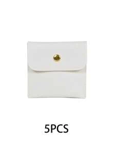 White Silver Pink Black Faux Leather Jewelry Pouches With Snap Closure Jewelry Storage Bag - Luxurious Gift Bags For Earrings, Necklaces, Bracelets, And Rings - Perfect For Storage & Pieceaging ﻿ Back To School For Women Storage Organizer Travel Essentials Back To School Dormitory Storage Fall Decor - Multicolor - View 20