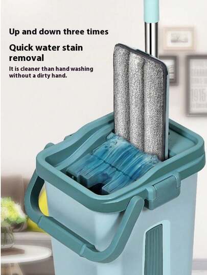 Płaski mop dwufunkcyjny do czyszczenia na mokro i na sucho, bez użycia rąk, uniwersalny dla leniwych, automatyczne czyszczenie podłóg, z wiadrem, duża głowica mopa, do ścierania kurzu, mycia drewnianych podłóg i płytek, bardzo długa głowica mopa, łatwy w składaniu, losowy kolor. Płaski mop bez użycia rąk, mop do drewnianych podłóg, płaski mop dla leniwych z wiadrem – dwufunkcyjny do czyszczenia na mokro i na sucho – konstrukcja bez użycia rąk.