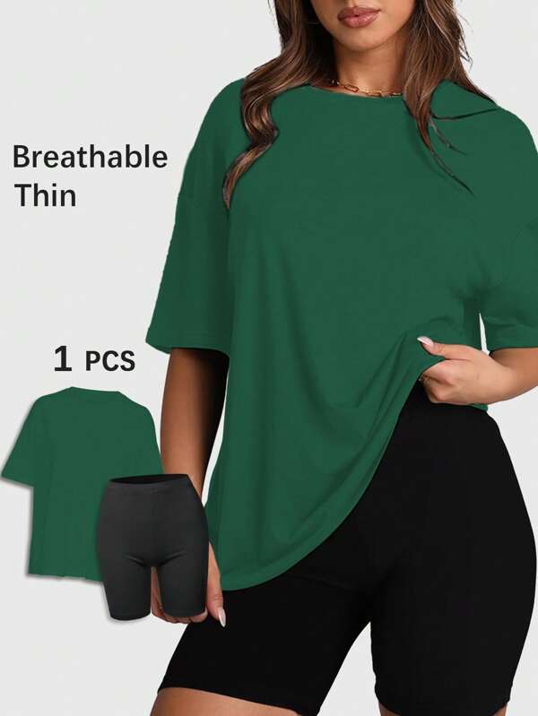 Speed mate [Printemps/Été] Ensemble décontracté en 2 pièces pour femme - T-shirt à col rond confortable à manches courtes et short pour un port quotidien