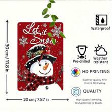 1Pc Vintage Iron "Let It Snow" Snowman Wall Art Plaque - Rustic Red & Black Metal Sign With Festive Snowflakes & Pine Branches, 7.87x11.81 Inch Indoor/Outdoor Holiday Decor For Christmas, Winter Parties, Garden - No Electricity Needed, Unique Gift Idea, Snowflake Decorations, Christmas Party Decoration, Winter Theme Decor, Classic Craftsmanship