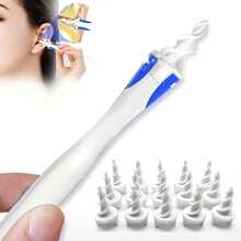 Herramienta de limpieza de cera de oído de silicona suave con 16 cabezales de repuesto, fácil de eliminar. Herramienta reutilizable para la eliminación de cera de oído, cuidado espiral suave, herramienta de salud para la limpieza de oídos