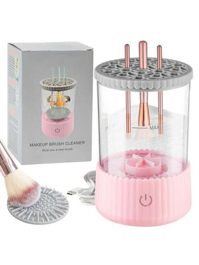 1 قطعة منظف فرشاة المكياج التلقائي يعمل بالكهرباء...