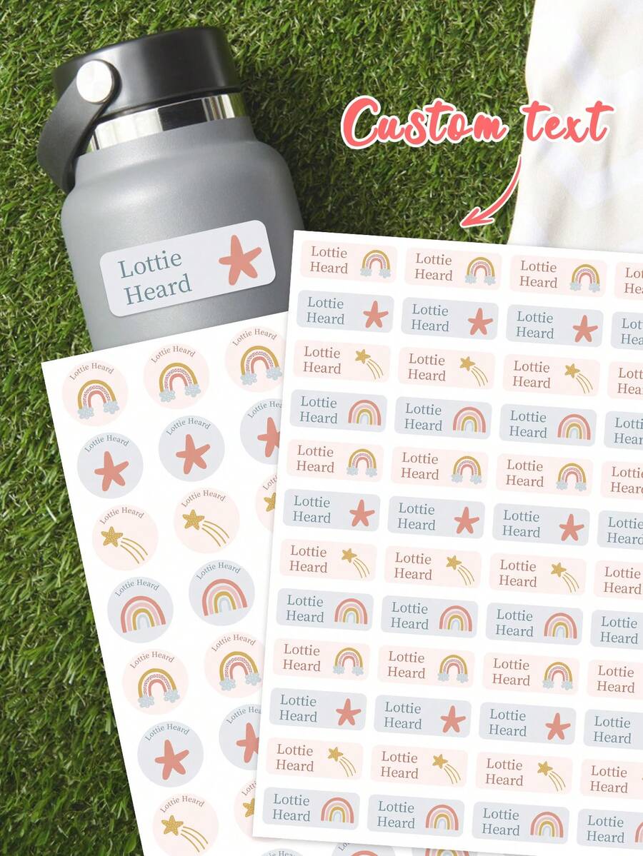 Adhesive Name Labels, Star & Rainbow Name Labels, School Name Stickers, School Name Tags, Clothing Name Labels, Back To School Season. Customized Name Stickers, Customized Vinyl Name Labels, Personalized School Labels, Camp Labels, Multipurpose, Cartoon, Cute, Customized, Personalized, Suitable For Employees, Customers, Students, Business/Work/Office