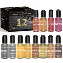 金属酒精墨水套装 - 12 种金属色酒精基墨水，适用于环氧树脂艺术、绘画 - 浓缩闪光酒精涂料彩色染料，适用于树脂培养皿制作、Yupo、玻璃杯制作 - 每种 10 毫升