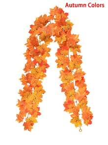 人造植物 1 件/套秋季枫叶花环，5.6 英尺人造枫叶秋季花环，悬挂秋季藤蔓，适用于餐桌秋季门框、感恩节、室内外装饰、秋季装饰、感恩节装饰 - 彩色 - 查看 11