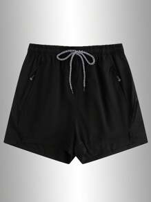 Short d'été ample 1 pièce pour homme, avec poches zippées sur les côtés, cordon de serrage réglable, adapté pour le fitness extérieur et le cyclisme casual