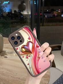 GALLAPLE Romantic Heart Glossy Phone Case, Coquette Aesthetic Soft TPU Cover With Anti-Yellowing Protection For IPhone 16 15 14 13 12 11 X XS XSMAX Plus Pro ProMax 16E 13MINI 12MINI Case - 粉色 - 查看 11