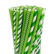 25 peças/100 peças Canudos de Papel Coloridos Variados, 100 peças/Pacote, Canudos de Papel Descartáveis Multipadrão, Canudos para Bebidas, Adequados para Ano Novo, Dia dos Namorados, Casamentos, Aniversários, Festas, Bebidas, Chá com Leite, Café, Suco, Festa do Dia dos Namorados, Decoração Doméstica, Presentes para Casa - Multicolorido - Visão 8