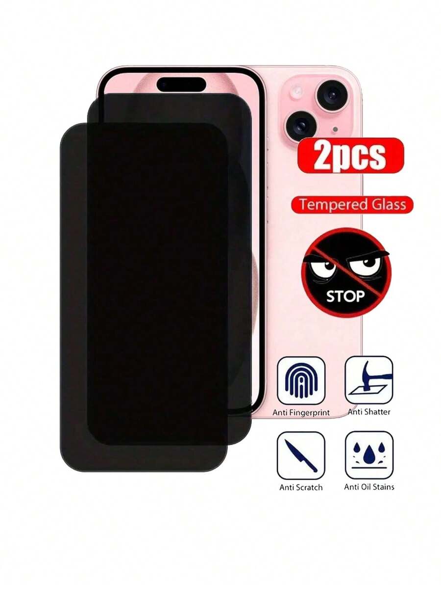 2pcs Privacy Anti-Spy Screen Protector Film Compatible With Apple 16, 15, 14, 13, 12, 11 Pro Max And 14/15 Plus