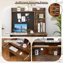 GOFLAME Computer Desk Home Office Desk With Magnetic Bulletin Board