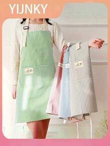 1 Delantal de lino universal anti-manchas para restaurante, cafetería, camarero y uso doméstico en la cocina - Suministros de limpieza para cocina doméstica y comercial, con estilo y práctica. Exquisito diseño a rayas que resalta la calidad de vida. Correa ajustable en el hombro para adaptarse a diferentes necesidades corporales. Ya sea un cocinero en casa o un chef profesional, puede hacerte lucir elegante